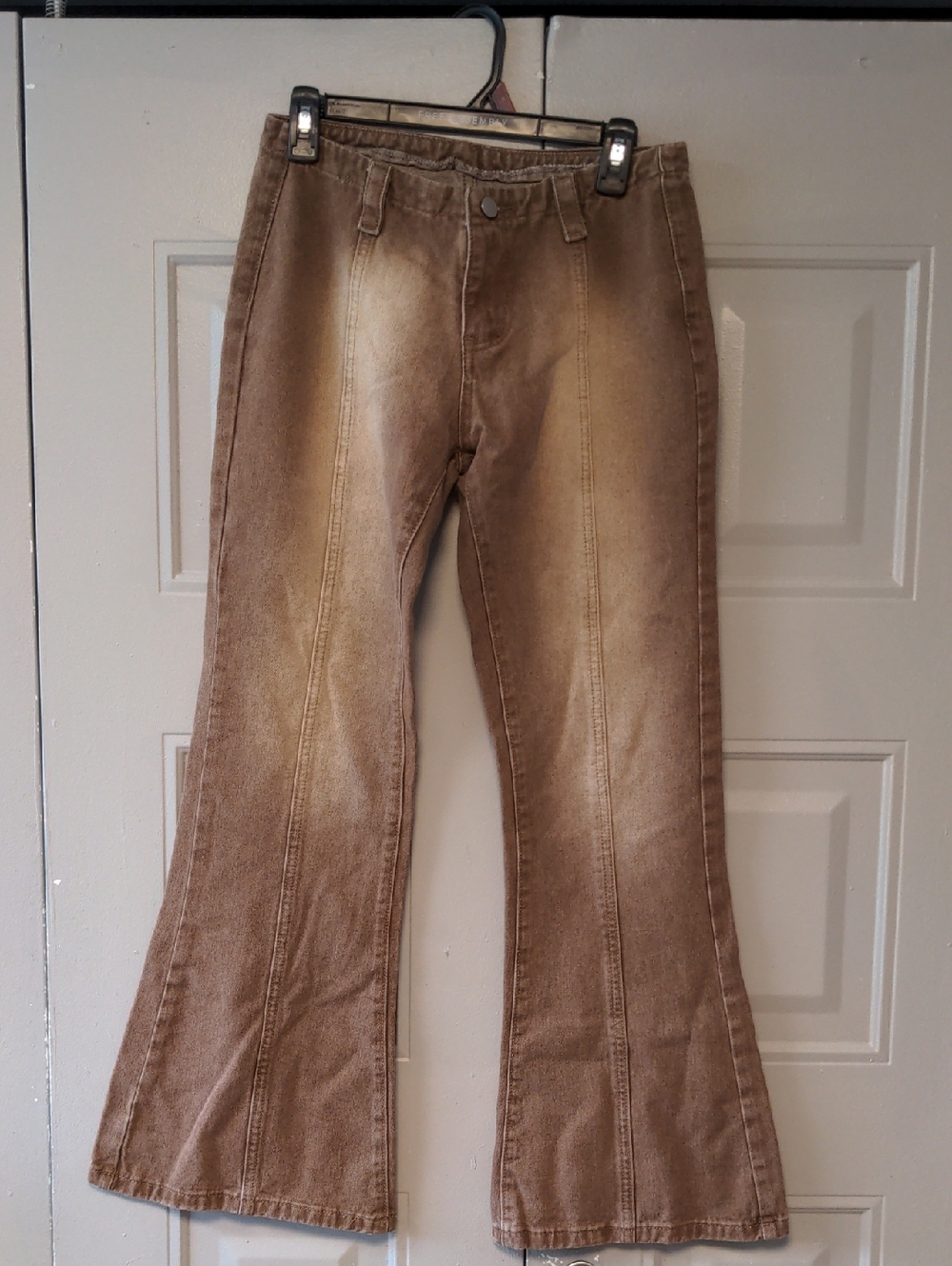 Brown Two-Tone Wide Leg Jeans